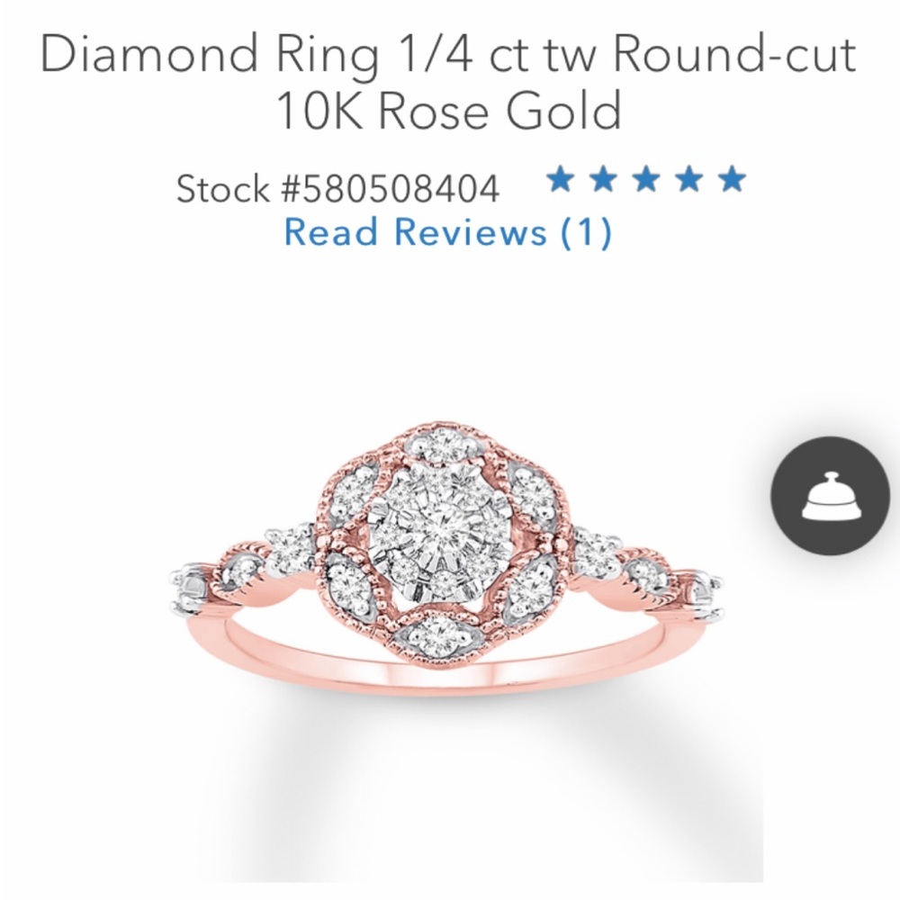 Kay Jewelers 10K Rose Gold and Diamond Ring size 4.25